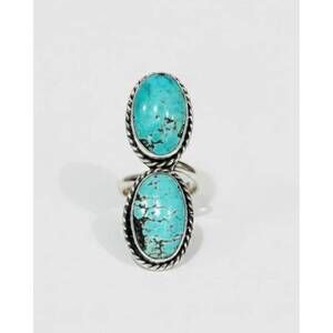 NEW BOHO SOL women's pyrite mix adjustable ring in blue turquoise